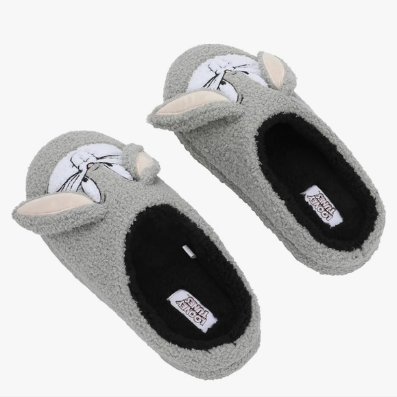 Bioworld Looney Tunes Bugs Bunny Face Adult Gray Scuff Slippers Size Medium 9/10 - Picture 2 of 8